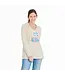 Life Is Good Womens New Long Sleeve Hooded Floral Bird Sunrise Putty White