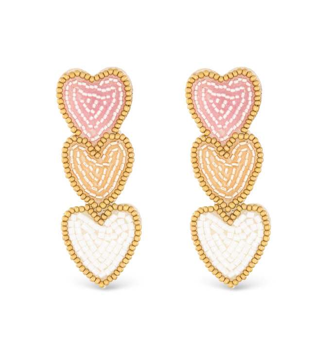 Amanda Blu Beaded Three Hearts Earrings