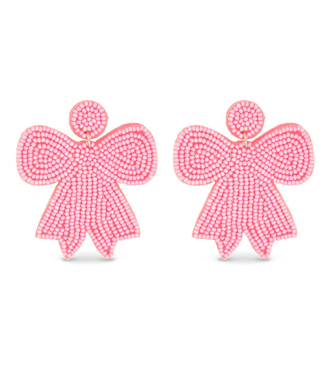 Amanda Blu Beaded White Bow Earrings