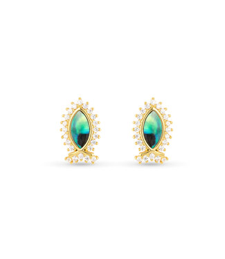 Amanda Blu Gold Abalone  & CZ Blue Fish Earring