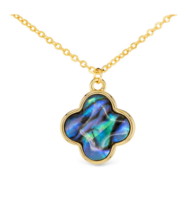 Amanda Blu Gold Abalone Blue Clover Necklace
