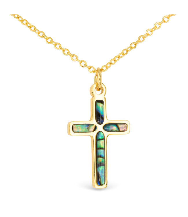 Amanda Blu Gold Abalone Blue Cross Necklace