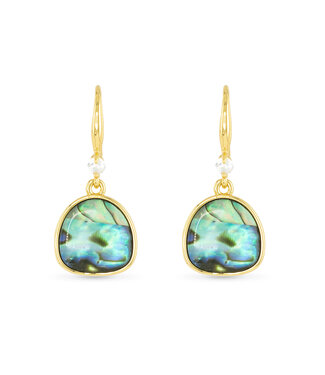 Amanda Blu Gold Abalone Blue Dome Drop Earring