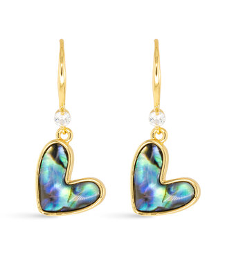 Amanda Blu Gold Abalone Blue Heart Drop Earrings