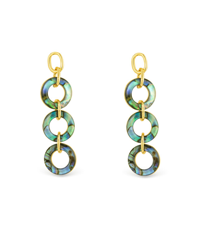 Amanda Blu Gold Abalone Blue Link Drop Earrings