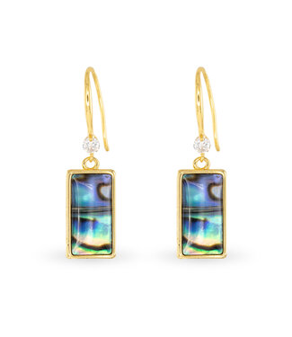 Amanda Blu Gold Abalone Blue Rectangle Drop Earrings