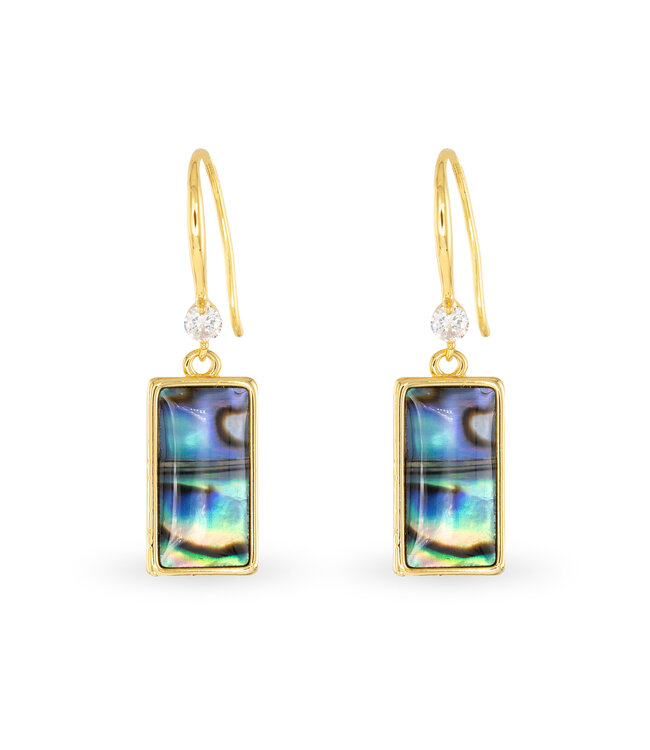 Amanda Blu Gold Abalone Blue Rectangle Drop Earrings