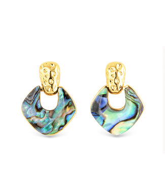 Amanda Blu Gold Abalone Blue Square Small Drop Earring