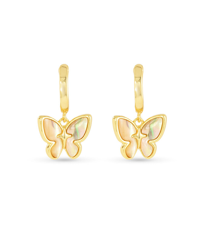 Amanda Blu Gold Abalone Tan Butterfly Earring