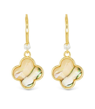 Amanda Blu Gold Abalone Tan Clover Drop Earrings