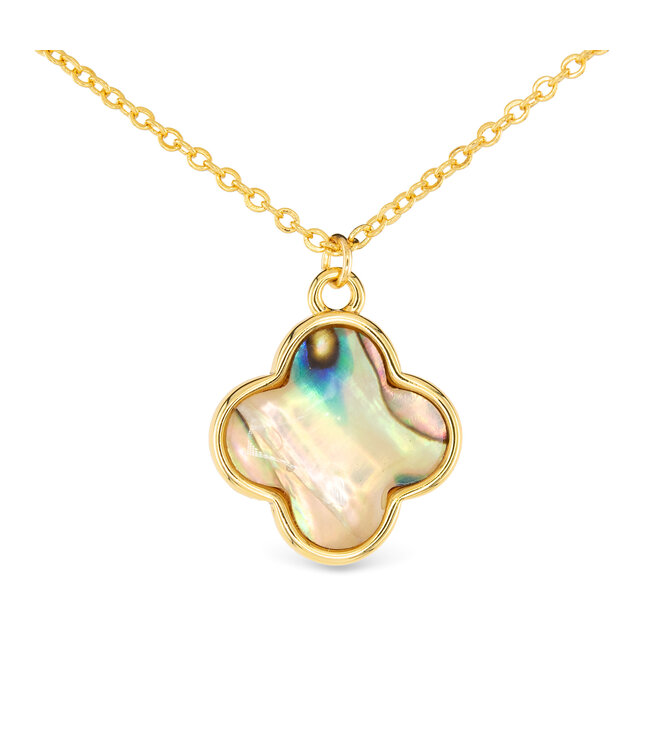 Amanda Blu Gold Abalone Tan Clover Necklace
