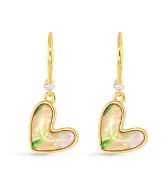 Amanda Blu Gold Abalone Tan Heart Drop Earrings