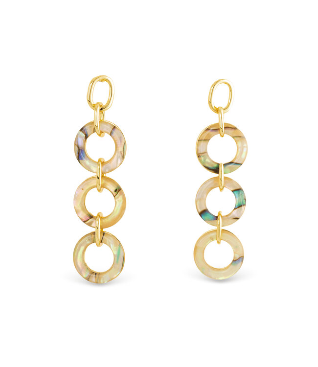 Amanda Blu Gold Abalone Tan Link Drop Earrings