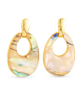 Amanda Blu Gold Abalone Tan Oval Large Drop Earring