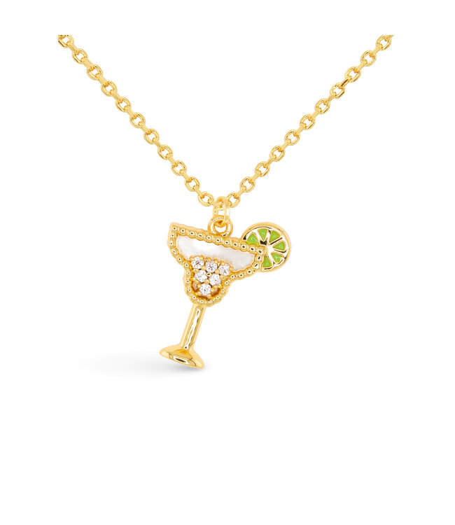 Amanda Blu Gold CZ & MOP Martini Necklace