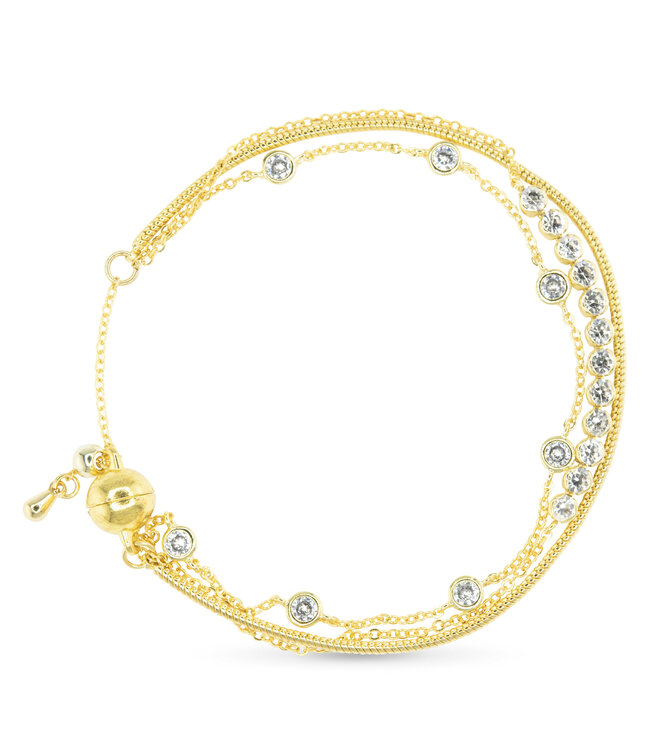 Amanda Blu Gold CZ &  Snake Chain Bracelet