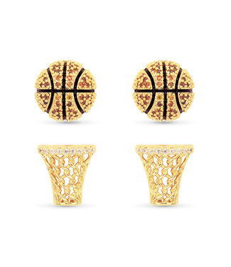 Amanda Blu Gold CZ Basketball Earrings Duo