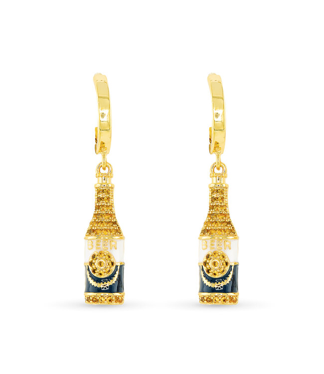 Amanda Blu Gold CZ Beer Bottle Earrings