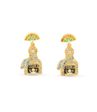 Amanda Blu Gold CZ Blue Tequila Earrings