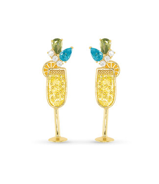 Amanda Blu Gold CZ Fluted Drinks Earrings