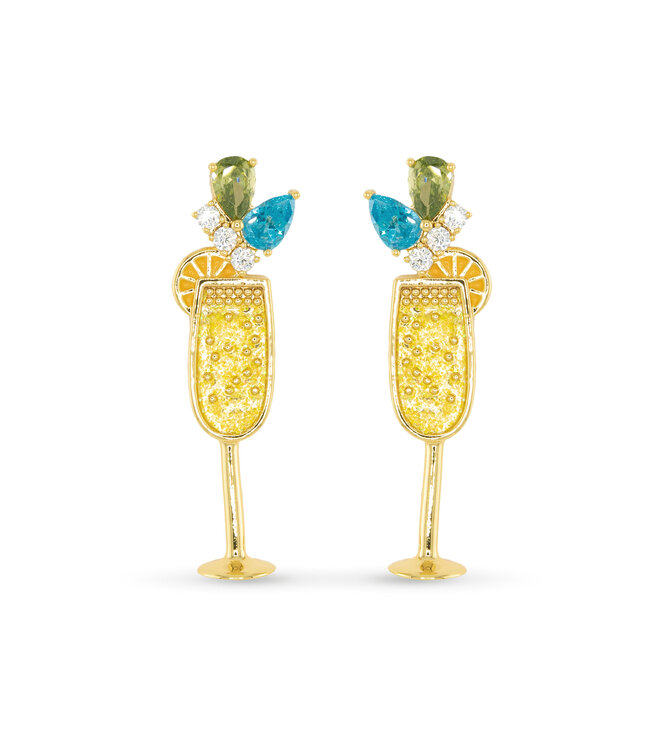 Amanda Blu Gold CZ Fluted Drinks Earrings