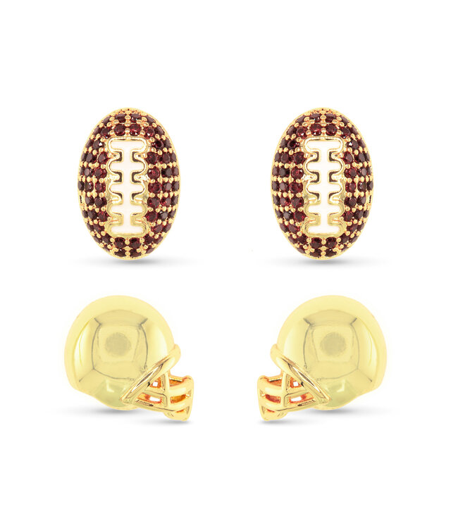 Amanda Blu Gold CZ Football Earrings Duo