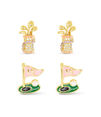 Amanda Blu Gold CZ Golf Duo Earrings