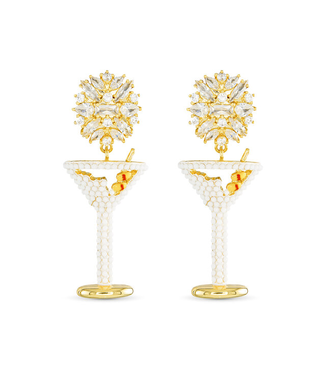 Amanda Blu Gold CZ Martini Pop Earrings