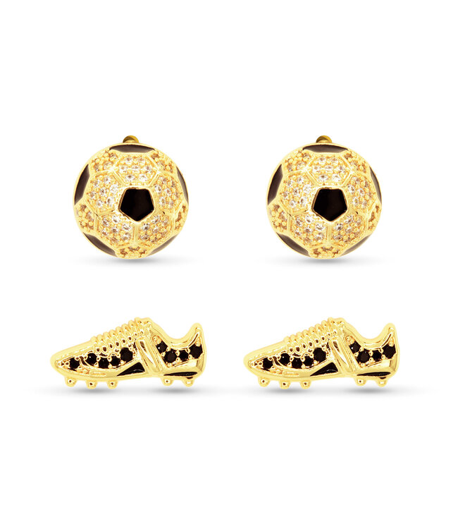 Amanda Blu Gold CZ Soccer Earrings Duo