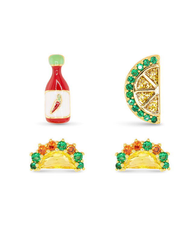 Amanda Blu Gold CZ Taco Duo Earrings