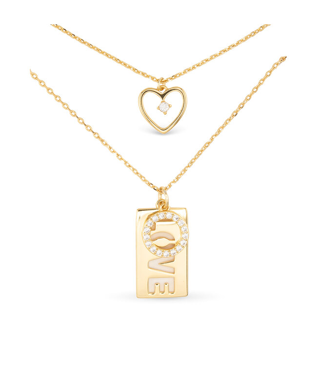 Amanda Blu Gold Dual Love Heart Necklace