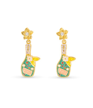 Amanda Blu Gold Enamel Bottle Earrings