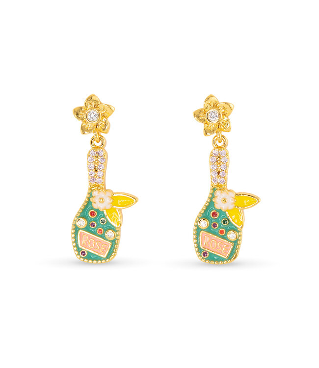 Amanda Blu Gold Enamel Bottle Earrings