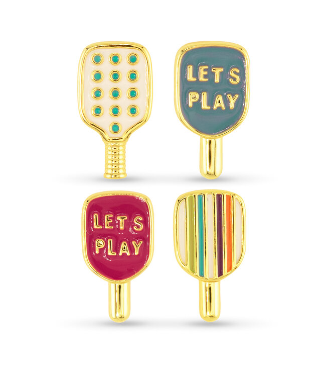 Amanda Blu Gold Enamel Pickleball Duo Earrings