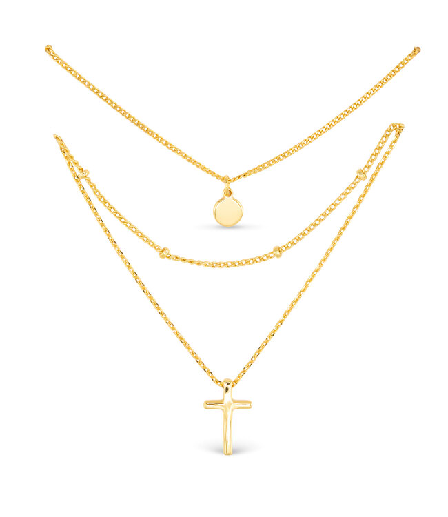 Amanda Blu Gold Tri Layer Cross Necklace