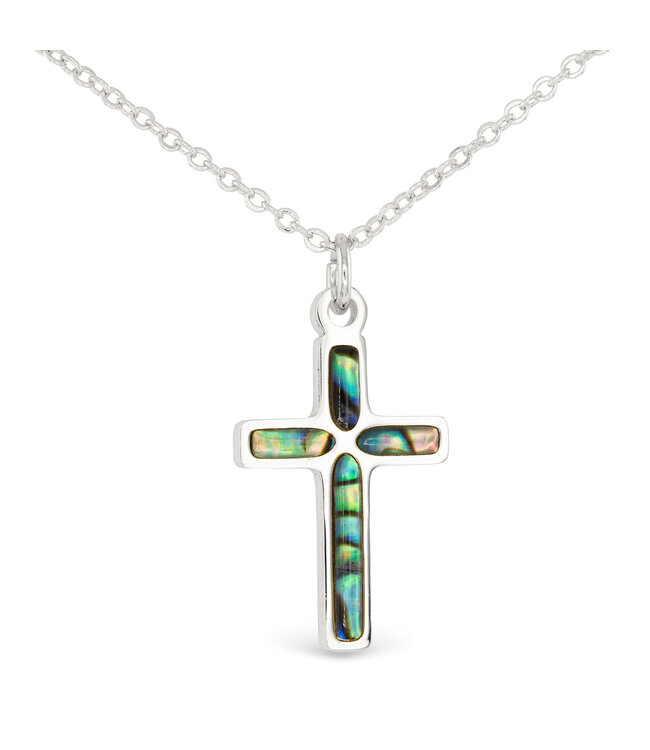 Amanda Blu Silver Abalone Blue Cross Necklace