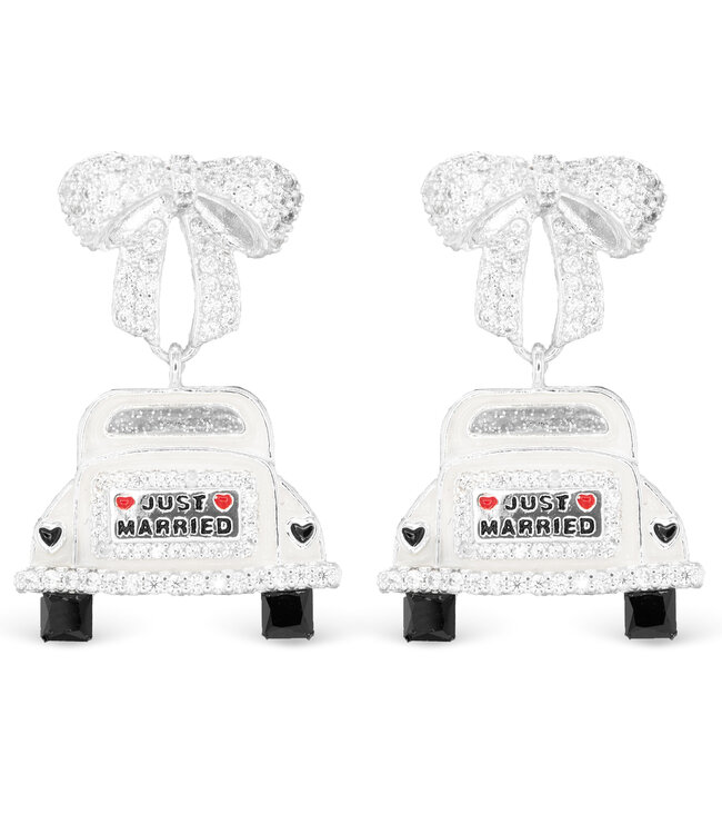 Amanda Blu Silver CZ Just Married Earrings