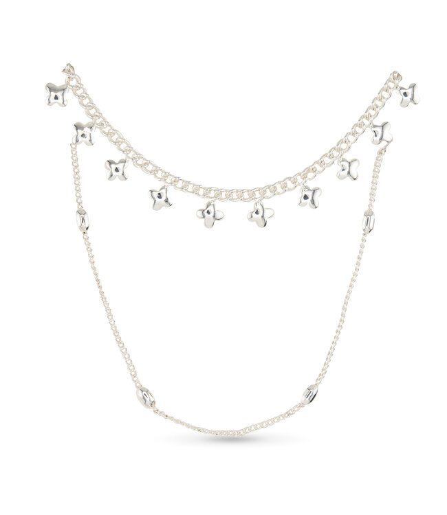 Amanda Blu Silver Dual Layer Clover Flower Necklace