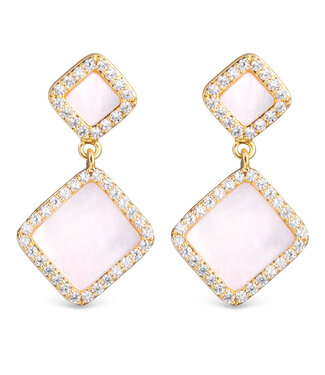 Amanda Blu Mother of Pearl and CZ Double Diamond Shaped Drop Earrings -