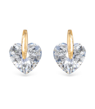 Amanda Blu Pinched Heart CZ Earrings -  Gold