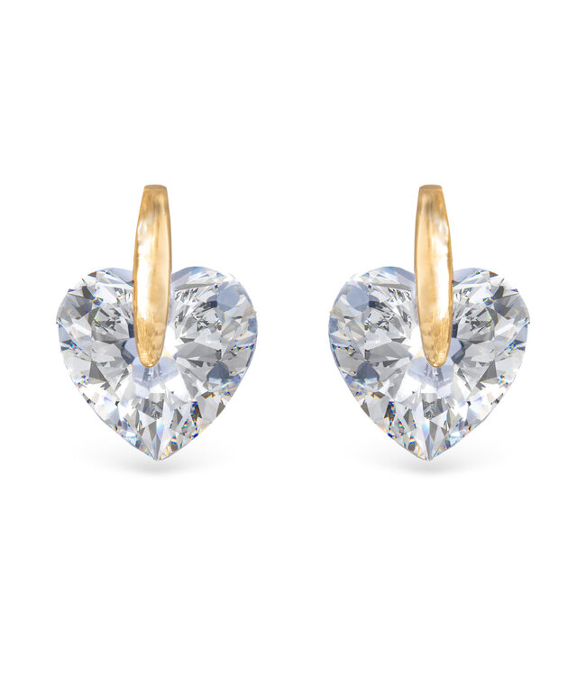 Amanda Blu Pinched Heart CZ Earrings -  Gold