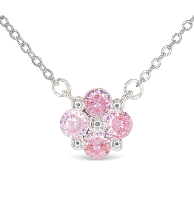 Amanda Blu Silver CZ Pink Clover Necklace
