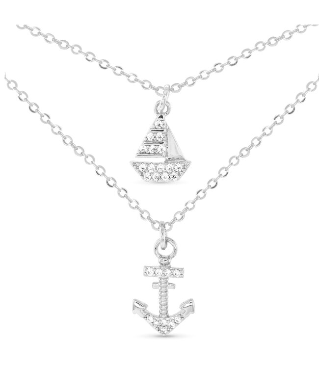Amanda Blu Silver CZ Coastal Duo Necklace