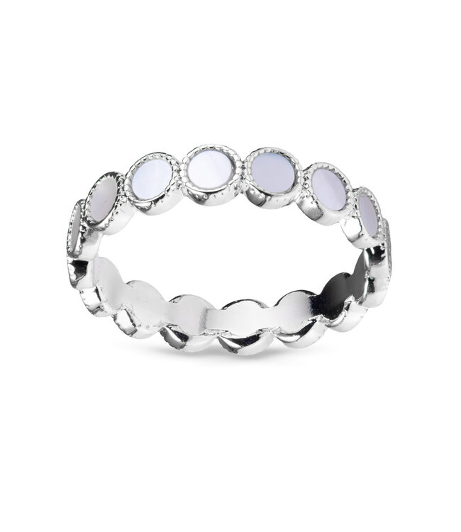 Amanda Blu Mother of Pearl Eternity Circles Ring - Size 7 - Silver