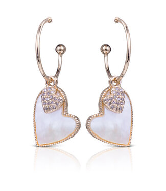 Amanda Blu Mother of Pearl Dangle Heart Earrings - Gold