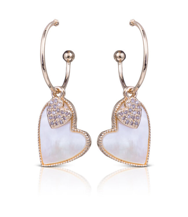 Amanda Blu Mother of Pearl Dangle Heart Earrings - Gold