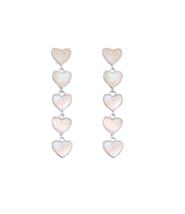 Amanda Blu Mother of Pearl Five Heart Drop Earrings -  Silver
