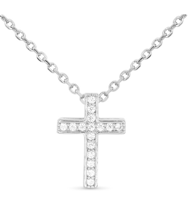 Amanda Blu Silver CZ Channel Set Cross Necklace