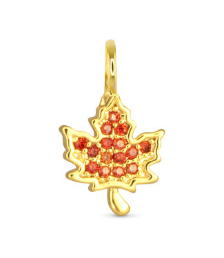 Amanda Blu Orange CZ Maple Leaf Charm - Gold