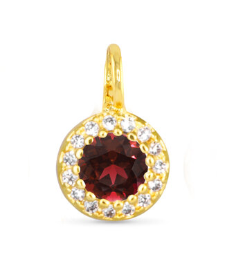 Amanda Blu Red CZ Halo Necklace Charm - Gold